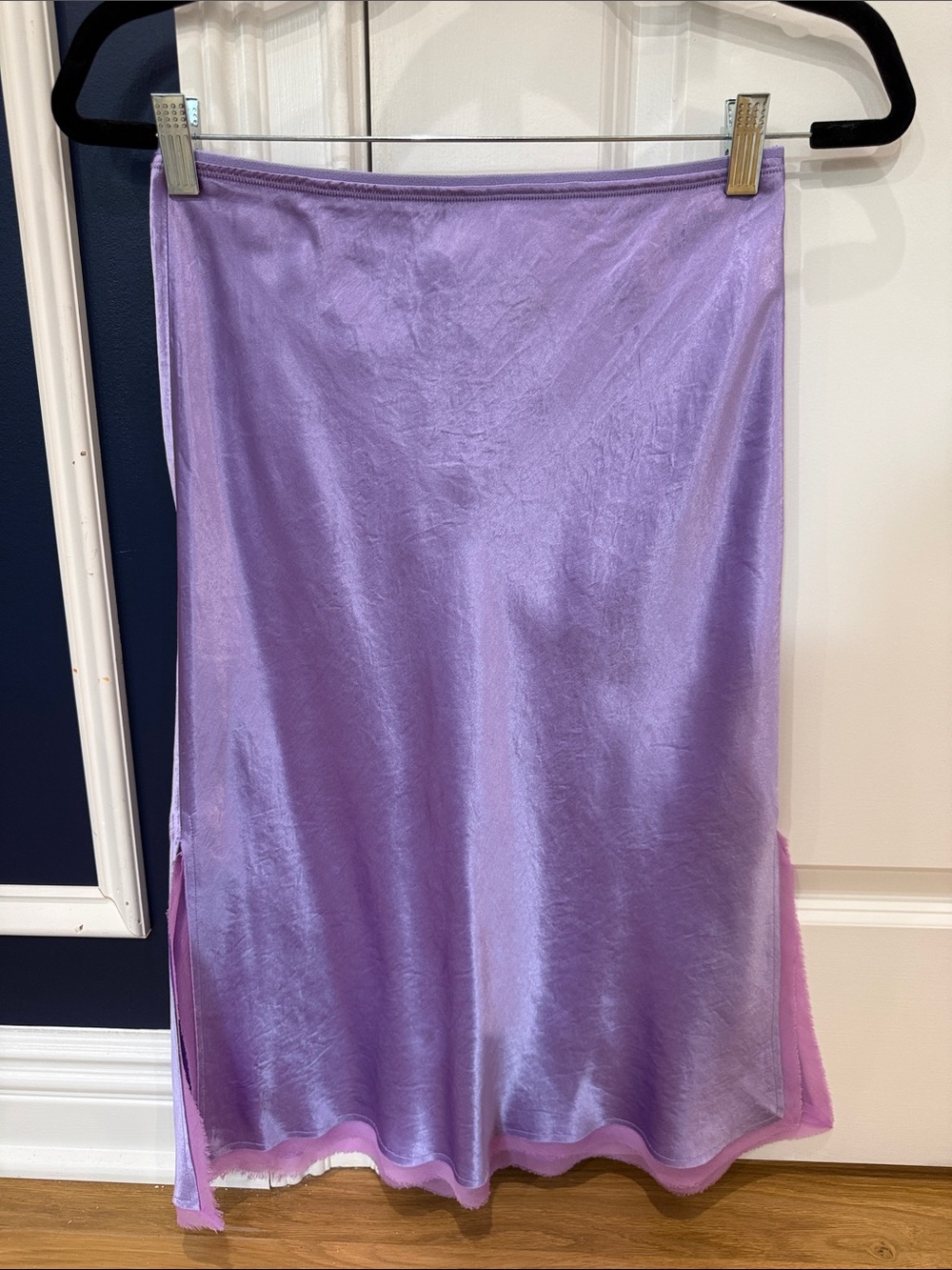 Vince Lavender Satin Midi Skirt